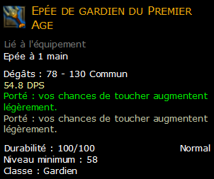 Epée de gardien du Premier Age