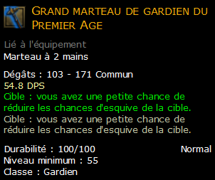 Grand marteau de gardien du Premier Age