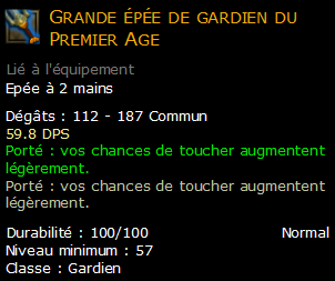 Grande épée de gardien du Premier Age