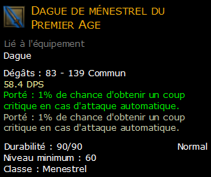 Dague de ménestrel du Premier Age