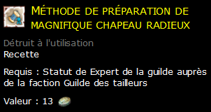 Méthode de préparation de magnifique chapeau radieux