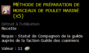 Méthode de préparation de morceaux de poulet mariné (x5)