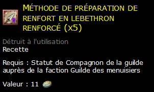 Méthode de préparation de renfort en lebethron renforcé (x5)