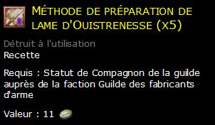 Méthode de préparation de lame d'Ouistrenesse (x5)