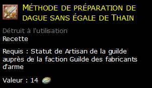 Méthode de préparation de dague sans égale de Thain