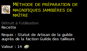 Méthode de préparation de magnifiques jambières de maître