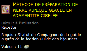 Méthode de préparation de pierre runique glacée en adamantite ciselée