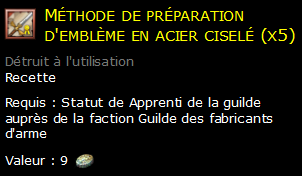 Méthode de préparation d'emblème en acier ciselé (x5)