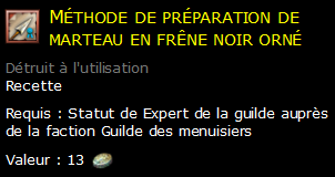 Méthode de préparation de marteau en frêne noir orné