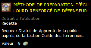 Méthode de préparation d'écu lourd renforcé de défenseur