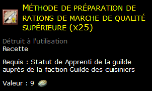 Méthode de préparation de rations de marche de qualité supérieure (x25)