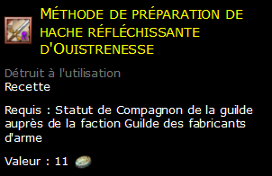 Méthode de préparation de hache réfléchissante d'Ouistrenesse