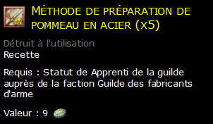 Méthode de préparation de pommeau en acier (x5)