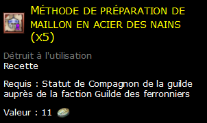 Méthode de préparation de maillon en acier des nains (x5)