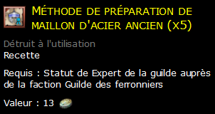 Méthode de préparation de maillon d'acier ancien (x5)