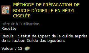 Méthode de préparation de boucle d'oreille en béryl ciselée