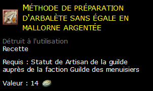 Méthode de préparation d'arbalète sans égale en mallorne argentée