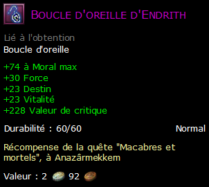 Boucle d'oreille d'Endrith