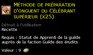 Méthode de préparation d'onguent du Célébrant supérieur (x25)