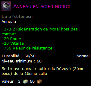 Anneau en acier noirci