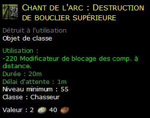 Chant de l'arc : Destruction de bouclier supérieure