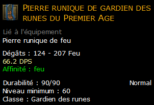 Pierre runique de gardien des runes du Premier Age