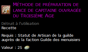 Méthode de préparation de lance de capitaine ouvragée du Troisième Age