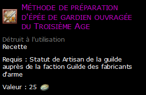 Méthode de préparation d'épée de gardien ouvragée du Troisième Age