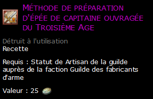 Méthode de préparation d'épée de capitaine ouvragée du Troisième Age