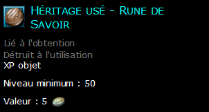 Héritage usé - Rune de Savoir