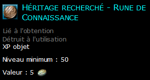 Héritage recherché - Rune de Connaissance