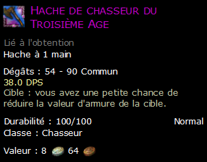 Hache de chasseur du Troisième Age