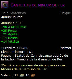 Gantelets de mineur de fer