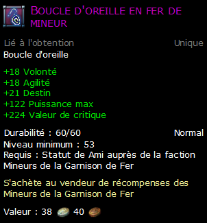 Boucle d'oreille en fer de mineur