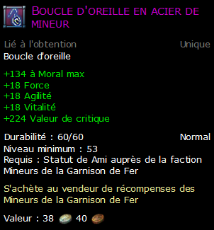 Boucle d'oreille en acier de mineur