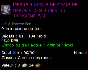 Pierre runique de givre de gardien des runes du Troisième Age