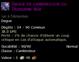 Dague de cambrioleur du Troisième Age