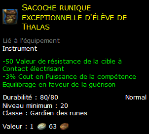 Sacoche runique exceptionnelle d'élève de Thalas