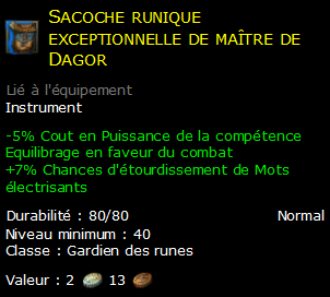 Sacoche runique exceptionnelle de maître de Dagor