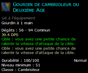 Gourdin de cambrioleur du Deuxième Age