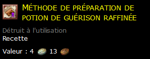 Méthode de préparation de potion de guérison raffinée