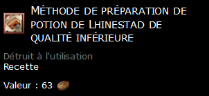 Méthode de préparation de potion de Lhinestad de qualité inférieure