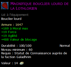 Magnifique bouclier lourd de la Lothlorien