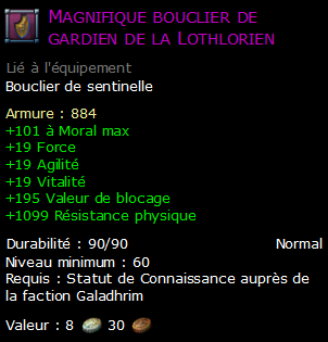 Magnifique bouclier de gardien de la Lothlorien