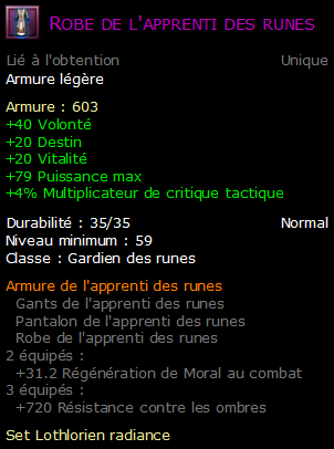 Robe de l'apprenti des runes