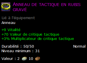 Anneau de tactique en rubis gravé