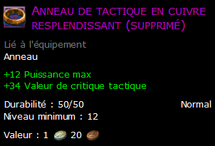 Anneau de tactique en cuivre resplendissant (supprimé)