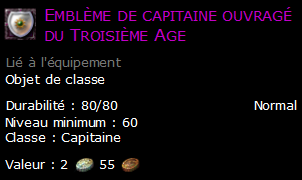 Emblème de capitaine ouvragé du Troisième Age