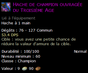 Hache de champion ouvragée du Troisième Age