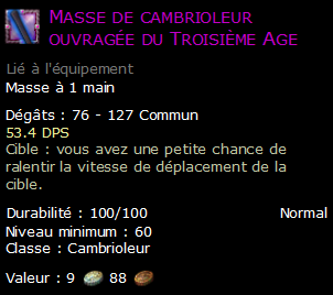 Masse de cambrioleur ouvragée du Troisième Age